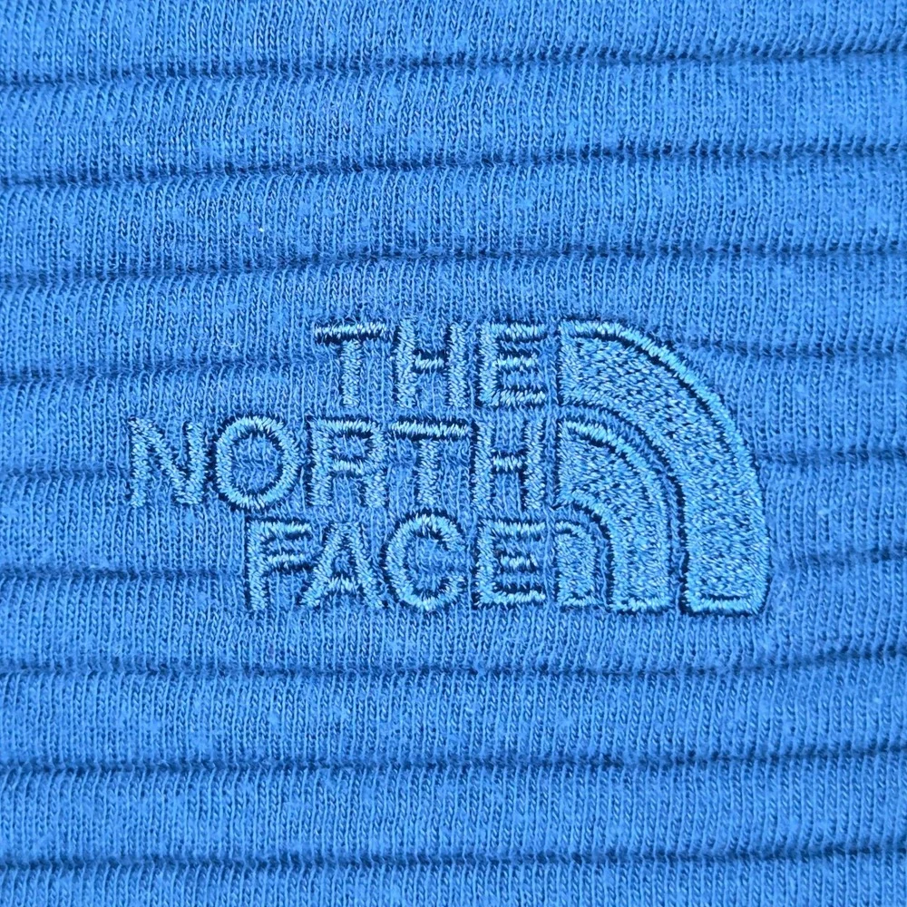 The North Face Quarter Zip Pullover Mens L Ribbed Textured Logo Activewear Blue
